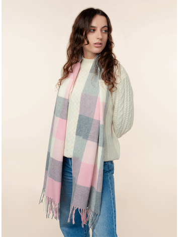 Sledmere Design Large Scarf-Grey/Pink by Rosemill.
