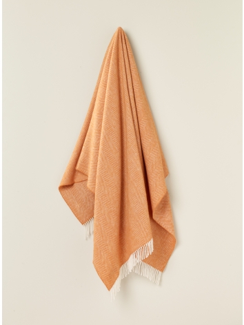 Saffron Herringbone design throw in 100% Merino Wool.
