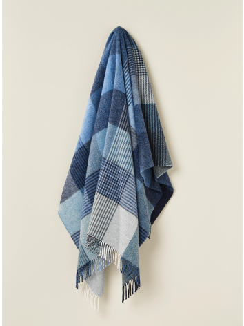 Lindley design pure new wool throw in Blue by RoseMill.